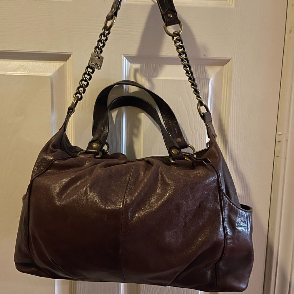 HOBO International Leather distress Brown shoulder bag antique tone hardwares